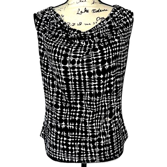 Calvin Klein black & white sleeveless blouse medium - Picture 1 of 5